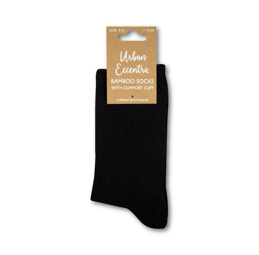 Bamboo Comfort Roll Top Socks - Black