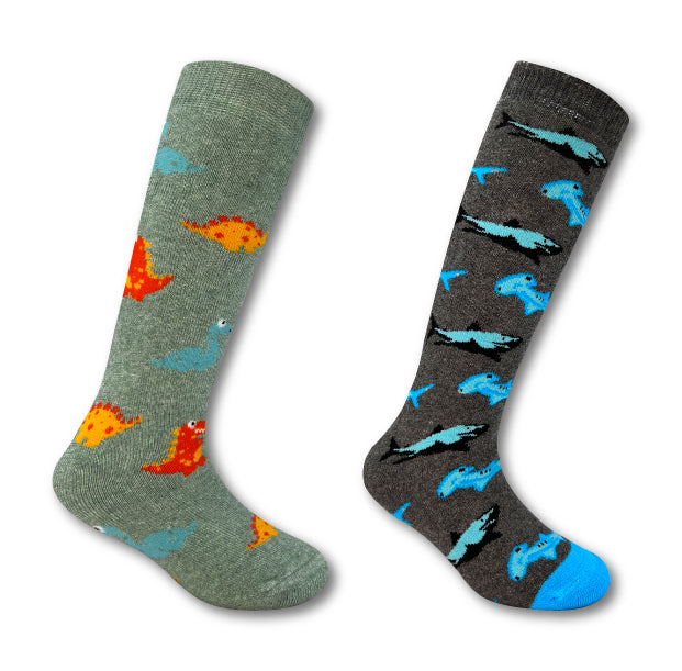 Kids Dinosaur & Shark Welly Socks