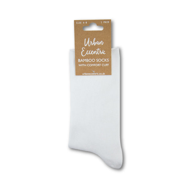 Bamboo Comfort Roll Top Socks - White